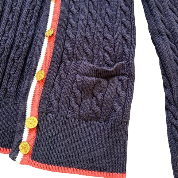 346 Brooks Brothers Cardigan Women S Cable Knit Sweater Gold Button Old Money - Picture 4 of 10